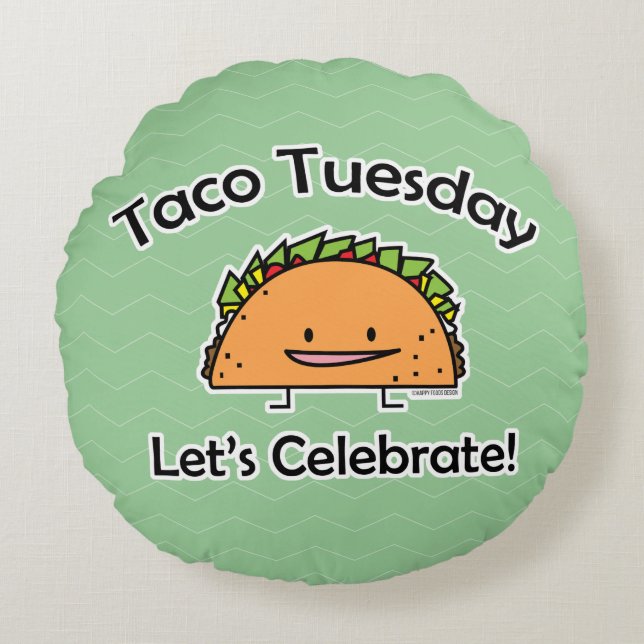 Taco Tuesday shell cheese Mexican food tortilla Round Pillow (Front)