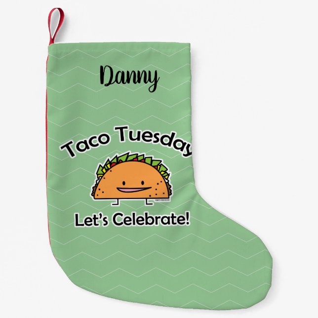 Taco Tuesday shell cheese Mexican food tortilla Small Christmas Stocking (Front)