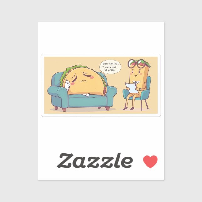 Taco Tuesday Therapy - Funny Cartoon Food Art Sticker (Sheet)