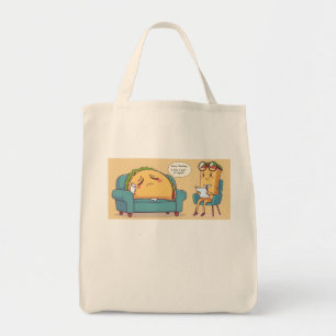 Taco Tuesday Therapy - Funny Cartoon Food Art Tote Bag