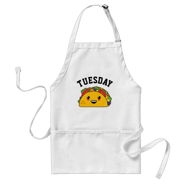 Taco Tuesday! Yummy Kawaii Taco Mock Athletic Adult Apron (Front)