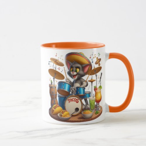 Taco Tunes Cat Drummer Mug