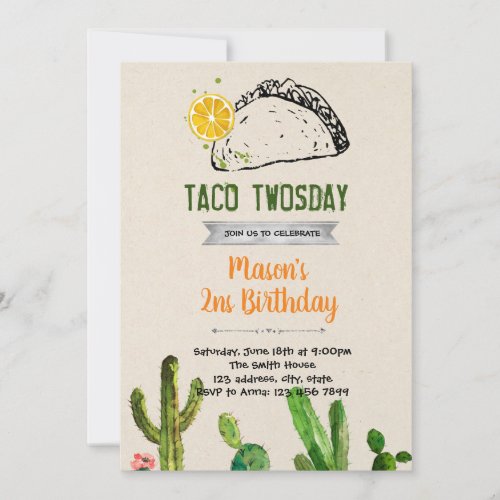 Taco two_day birthday invitation