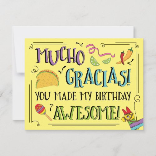 Taco Twos_day Fiesta Birthday Party Thank You Card