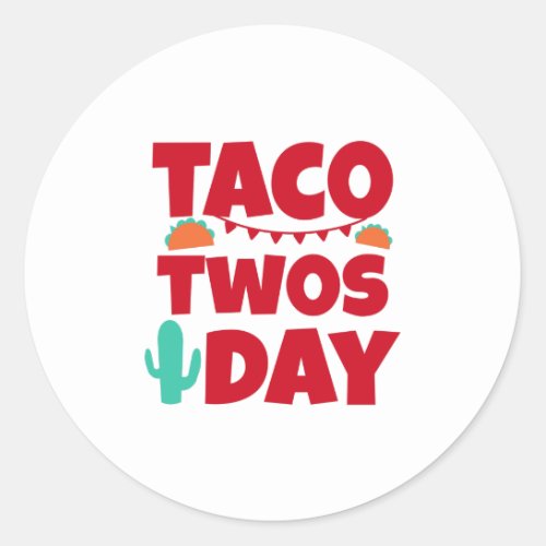 Taco Twosday 2nd Birthday Party Classic Round Sticker