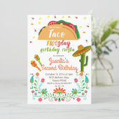 Taco TWOSday 2nd Birthday Party Fiesta Card (Standing Front)