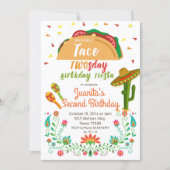 Taco TWOSday 2nd Birthday Party Fiesta Card (Front)