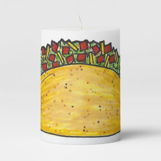 Taco TWOSday 2nd Birthday Party Fiesta Centerpiece Pillar Candle (Front)