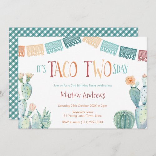 Taco Twosday Autumn Colors 2nd Birthday Party Invitation