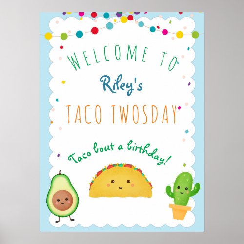 Taco Twosday Birthday _ 2nd birthday welcome Poster