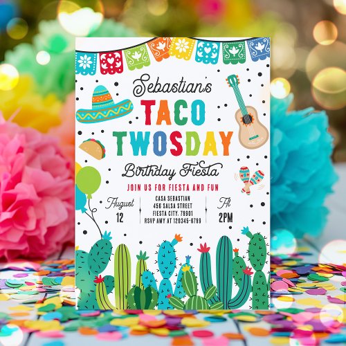 Taco Twosday Birthday Fiesta 2nd Birthday Party Invitation