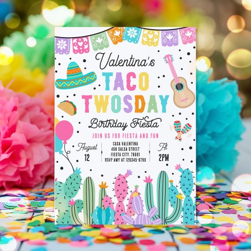 Taco Twosday Birthday Fiesta 2nd Birthday Party Invitation
