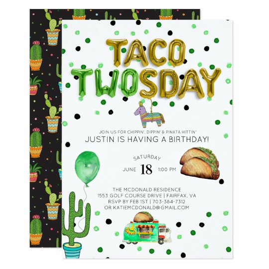 Taco TWOsday Birthday Invitation | Zazzle.com