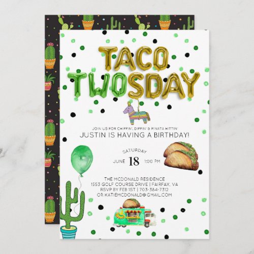 Taco TWOsday Birthday Invitation