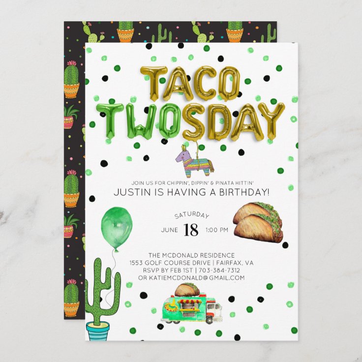 Taco TWOsday Birthday Invitation | Zazzle