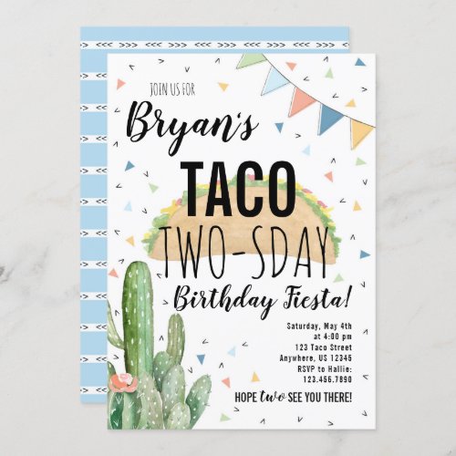 Taco Twosday Birthday Invitation for Boy