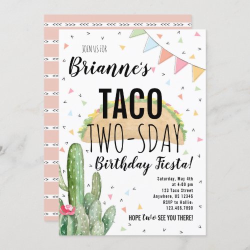 Taco Twosday Birthday Invitation for Girl