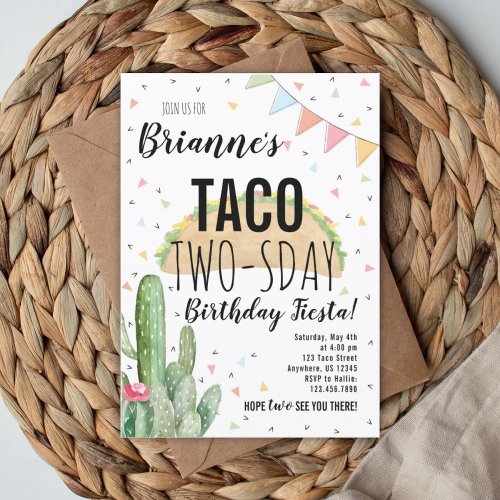 Taco Twosday Birthday Invitation for Girl