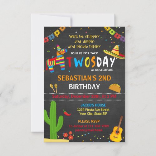 Taco twosday birthday party invitation