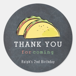 Taco Twosday Chalkboard 2nd Birthday Thank You Classic Round Sticker