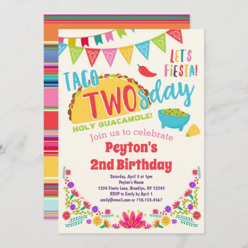 Taco TWOsday Fiesta 2nd Birthday Invitation