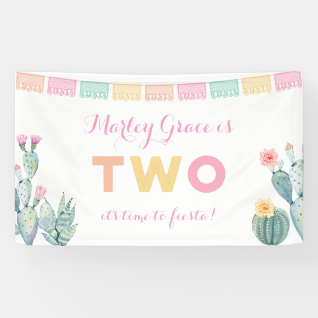 Taco TWOsday Girl 2nd Birthday Party Welcome Banner (Horizontal)