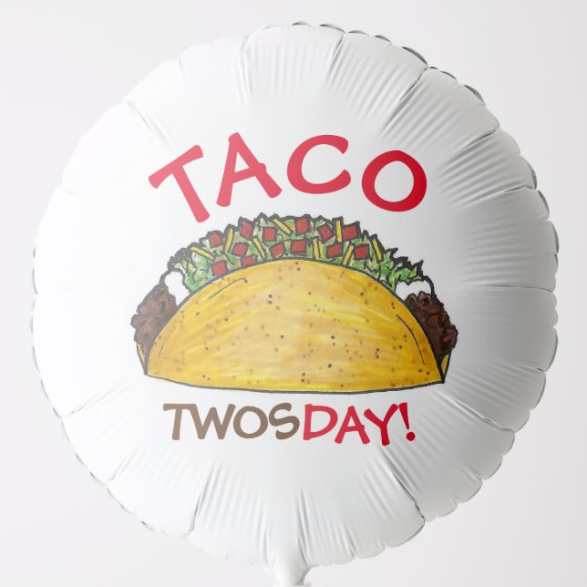 Taco TWOSDay Second 2nd Birthday Party Fiesta Balloon (Front)