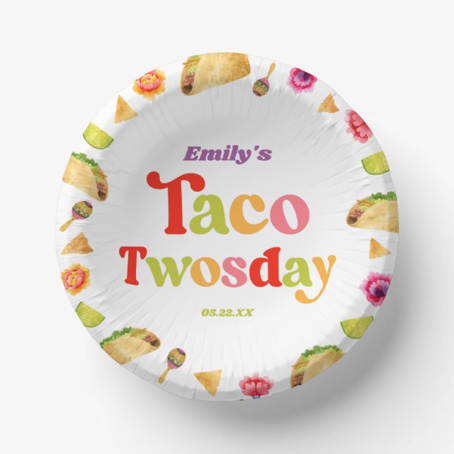 Taco Twosday Taco Tuesday 2nd Birthday Party Paper Bowls (Front)