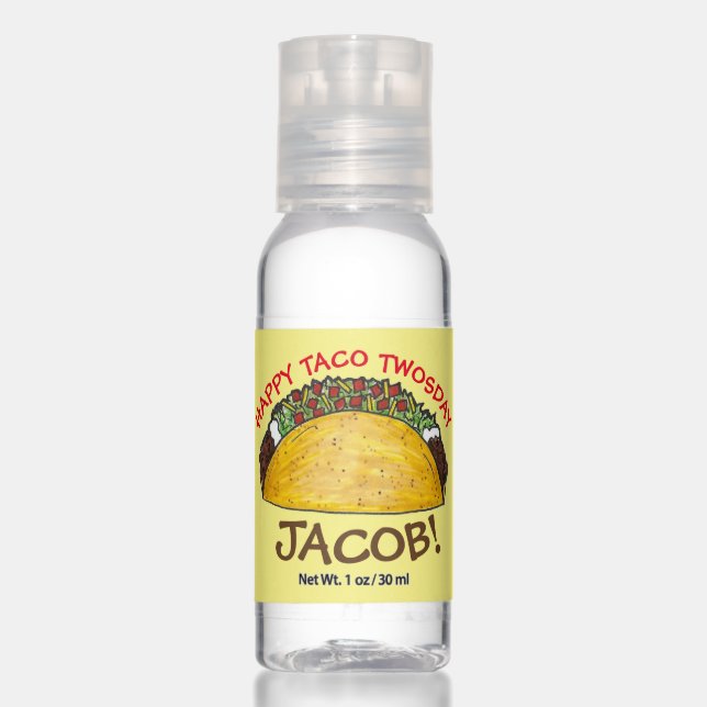 Taco TWOsday Tuesday 2nd Birthday Party Favor Hand Sanitizer (Front)