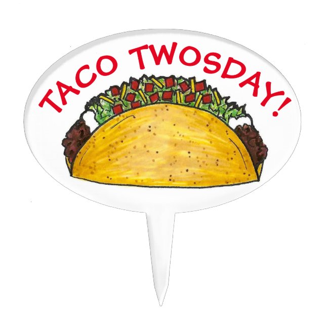 Taco TWOSday Tuesday 2nd Birthday Party Fiesta Cake Topper (Front)