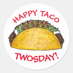 Taco TWOSday Tuesday 2nd Birthday Party Fiesta Classic Round Sticker