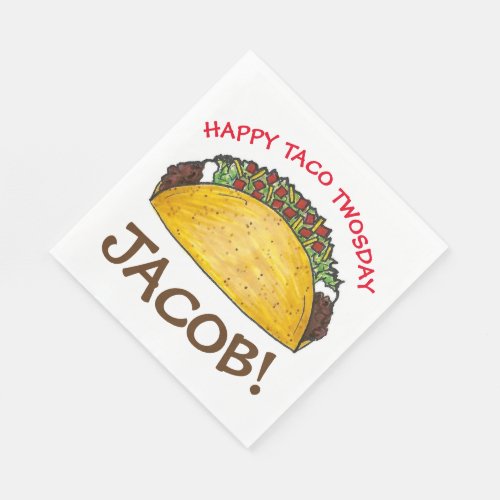 Taco TWOSday Tuesday 2nd Birthday Party Fiesta Napkins