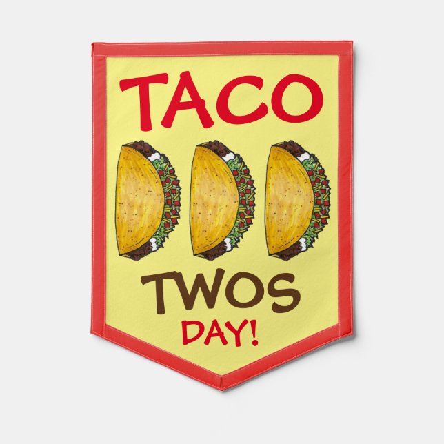 Taco TWOSday Tuesday 2nd Birthday Party Fiesta Pennant (Front)