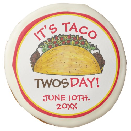 Taco TWOSday Tuesday 2nd Birthday Party Fiesta Sugar Cookie