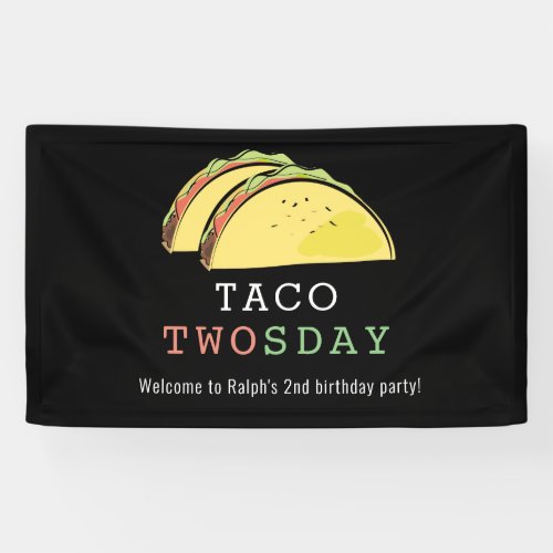 Taco Twosday Tuesday Black 2nd Birthday Welcome Banner