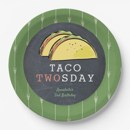Taco Twosday Tuesday Chalkboard 2nd Birthday Paper Plates