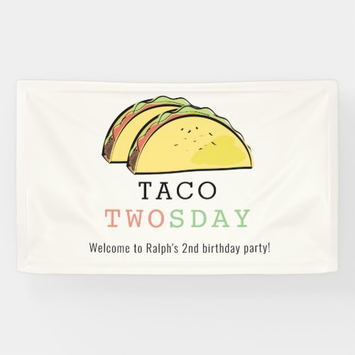 Taco Twosday Tuesday Cream 2nd Birthday Welcome Banner