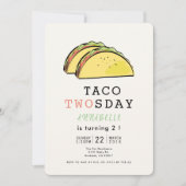 Taco Twosday Tuesday Mexican Fiesta 2nd Birthday Invitation (Front)
