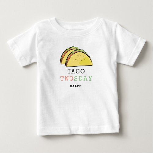 Taco Twosday Tuesday White 2nd Birthday Boy Baby T_Shirt