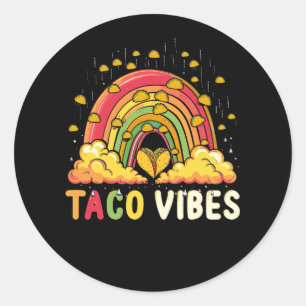 Taco Vibes Vintage Rainbow Festival Mexican Food L Classic Round Sticker