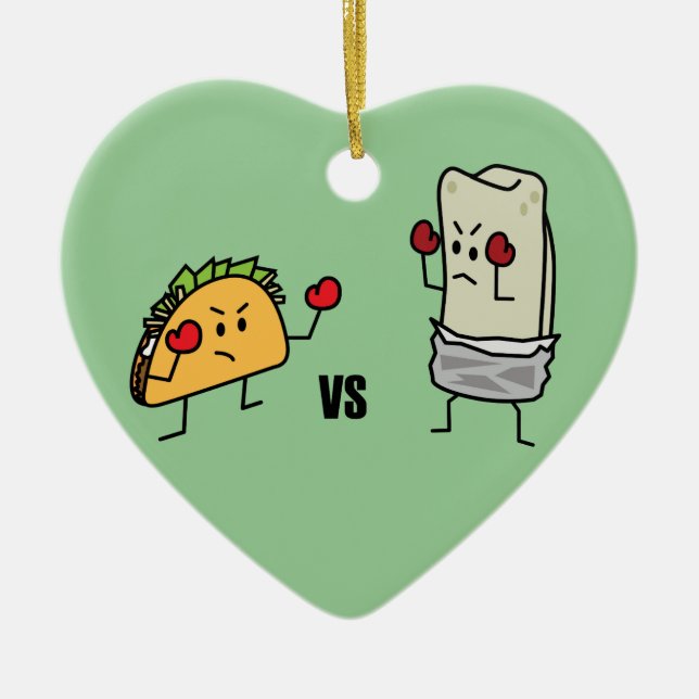 Taco vs burrito ceramic ornament (Front)