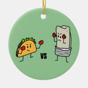 Taco vs burrito ceramic ornament