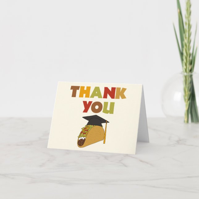 Taco Wearing Graduation Cap Letterpress Thank You Card (Front)