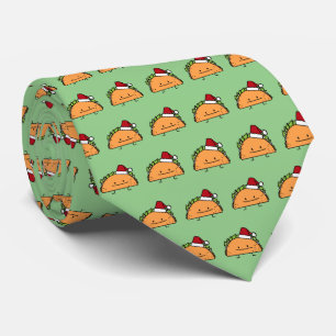 Taco wearing Santa Hat Christmas shell meat salsa Neck Tie