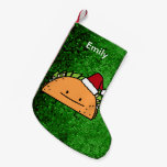 Taco wearing Santa Hat Christmas shell meat salsa Small Christmas Stocking