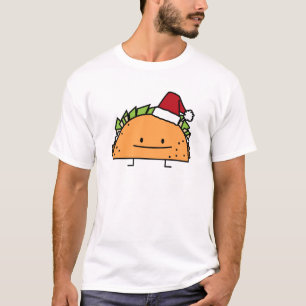 Taco wearing Santa Hat Christmas shell meat salsa T-Shirt
