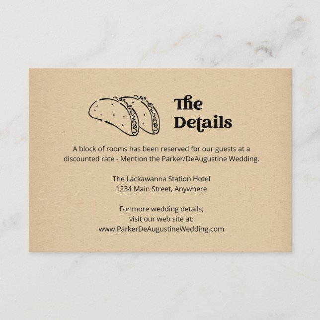 Taco Wedding Information Details Enclosure Card (Front)