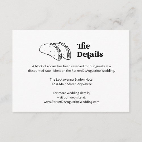 Taco Wedding Information Details Enclosure Card