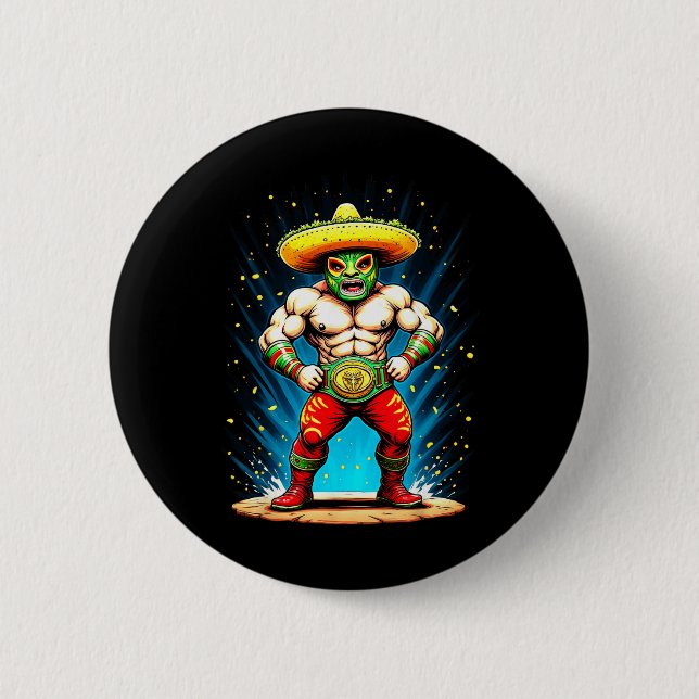 Taco Wrestling Cinco De Mayo Celebration Funny  Button (Front)