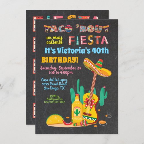 Tacoabout a Birthday Mexcian Fiesta Invitations